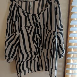 Cold shoulder striped shirt